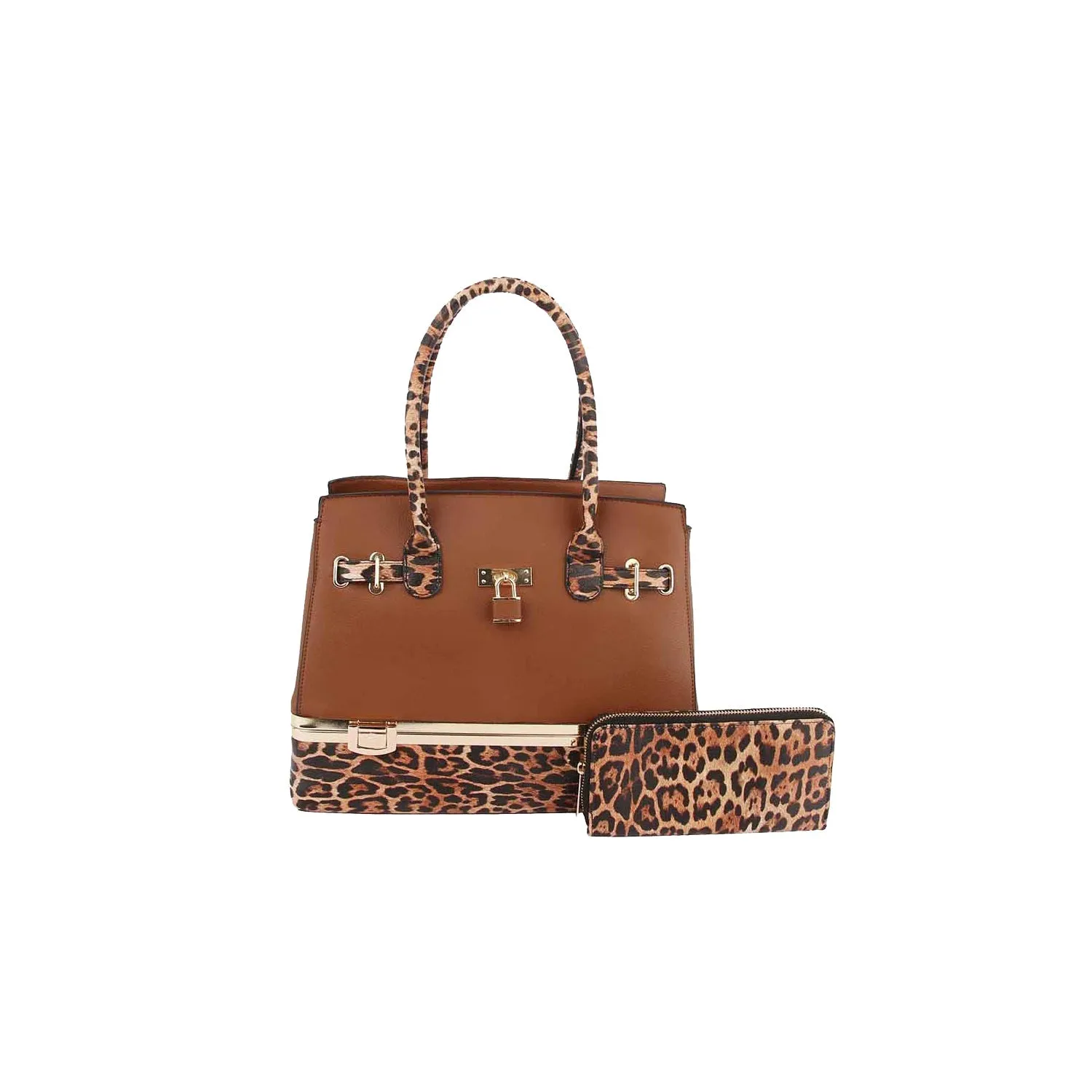 2 in 1 Cheetah Accent Handbag and Clutch