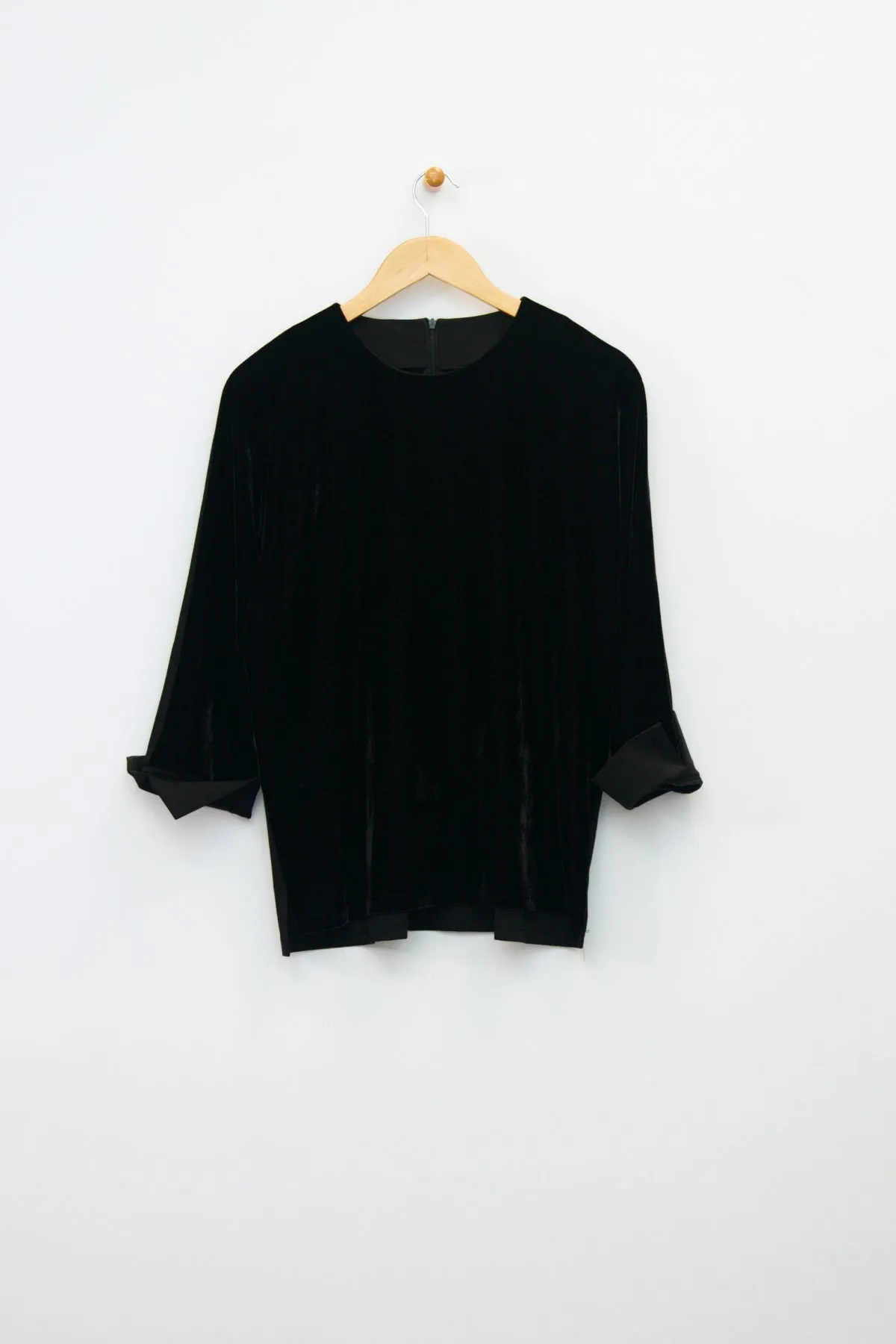 26" High Neck Velvet Front Top