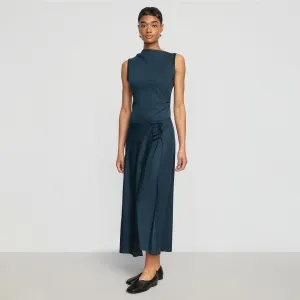 Amelia Asymmetric-Neck Wrap Dress