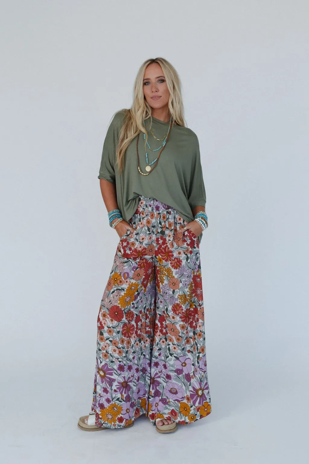 Blissful Burst Floral Pants - Purple