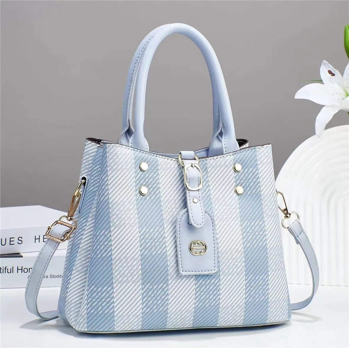 Blue Check Handbag Sale For Girls 058-8