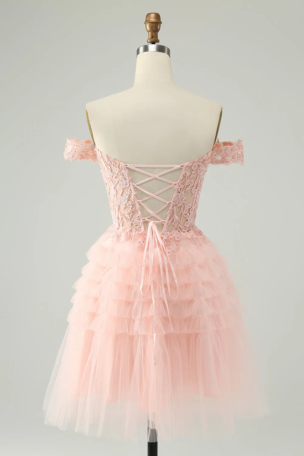 Blush A Line Off The Shoulder Corset Short Tulle Mini Dress