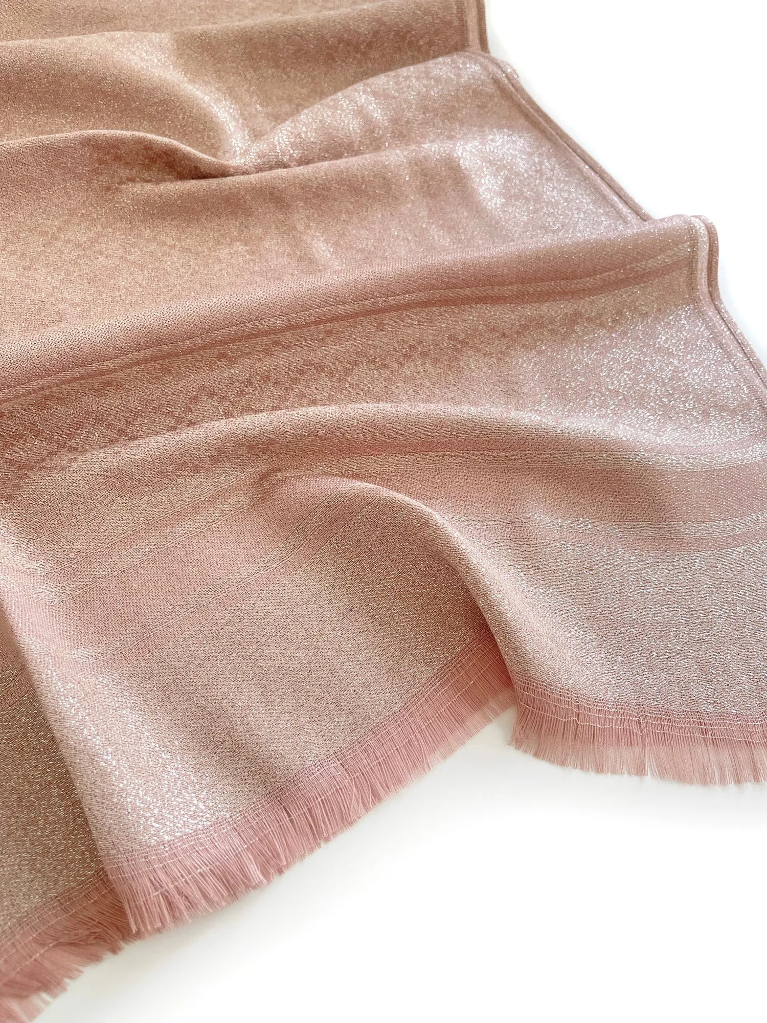 BLUSH PINK SPARKLY METALLIC EVENING SHAWL SCARF