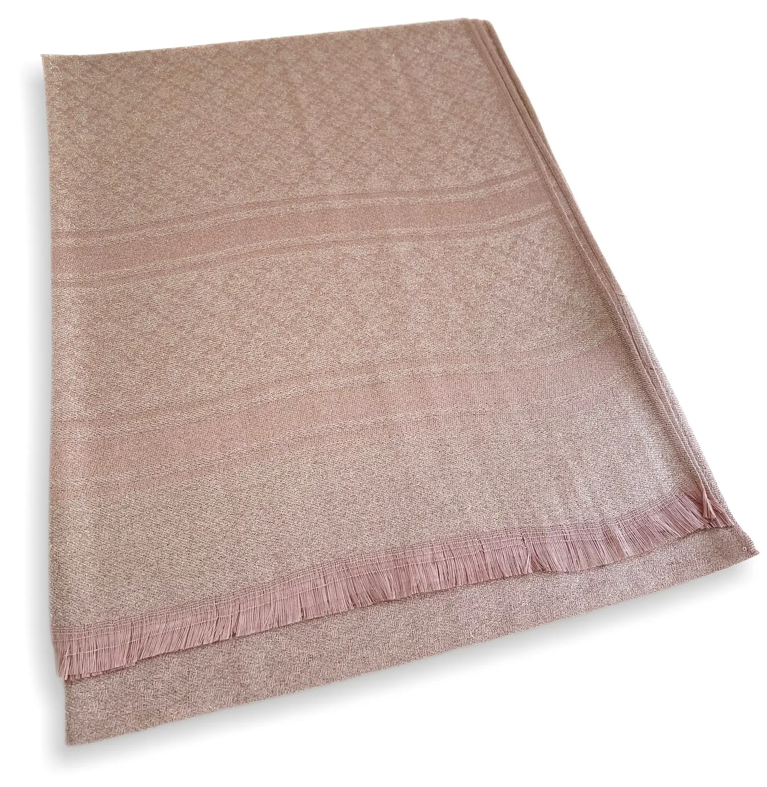 BLUSH PINK SPARKLY METALLIC EVENING SHAWL SCARF