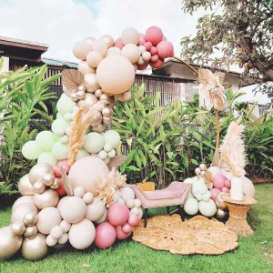 Boho Balloon Arch Kit - Green, Linen, Dusty Rose Balloon Garland Kit