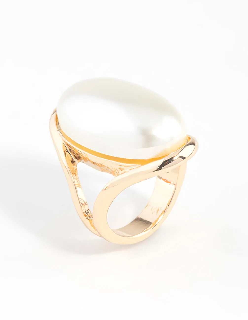 Gold Statement Pearl Stone Ring