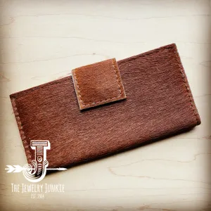 **Hair on Hide Leather Wallet in Tan w/ Snap 302s