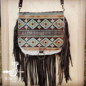 **Hair-On-Hide w/ Turquoise Navajo Flap Crossbody Handbag 503d