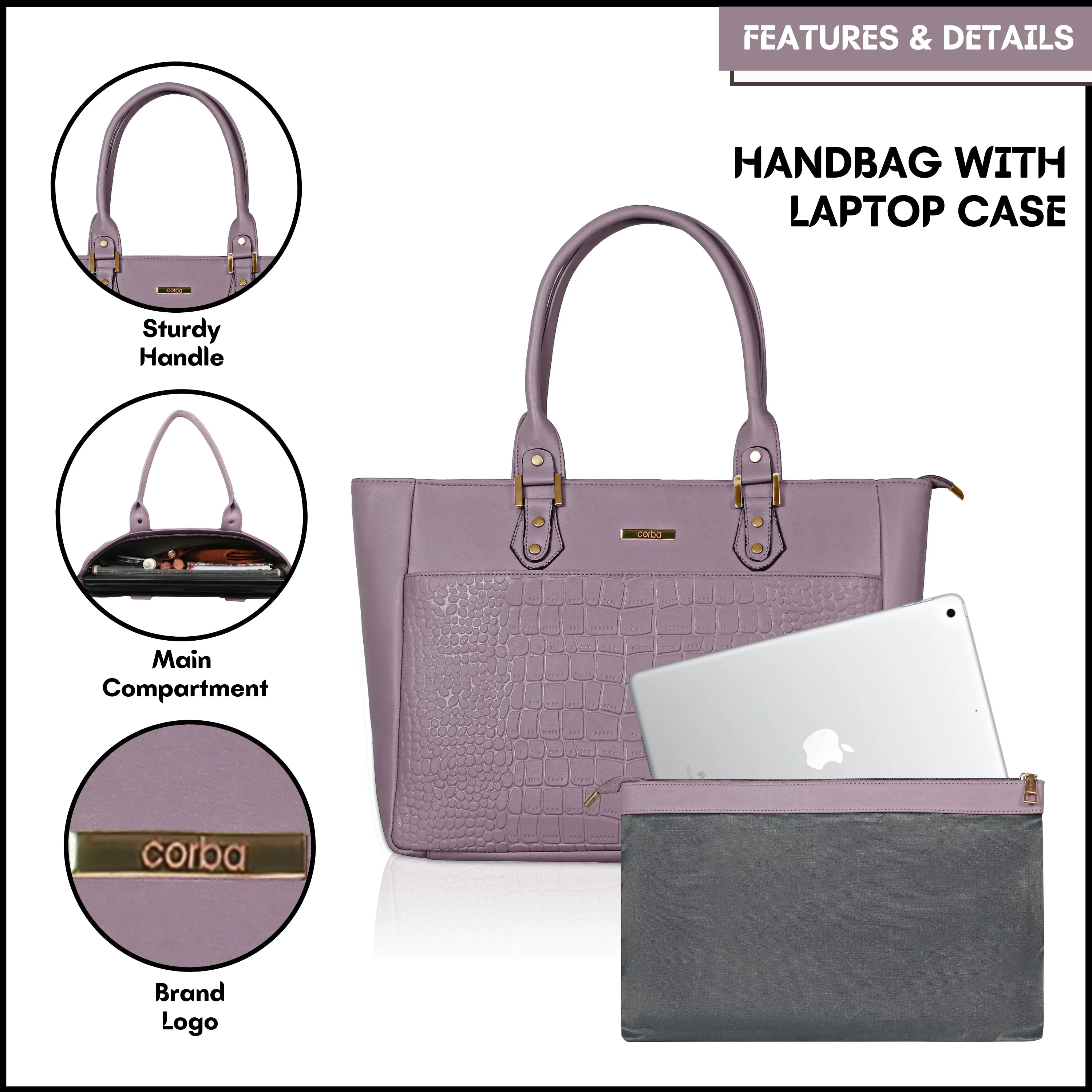 HandBag with Laptop case Light Pink