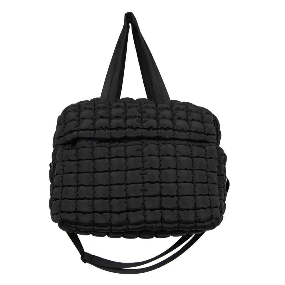 Katydid Light Black Quilted Weekend Duffel Bag for Women