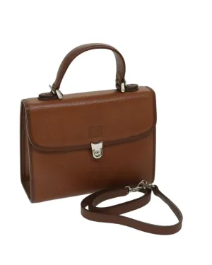 Leather 2-Way Hand Bag in Brown