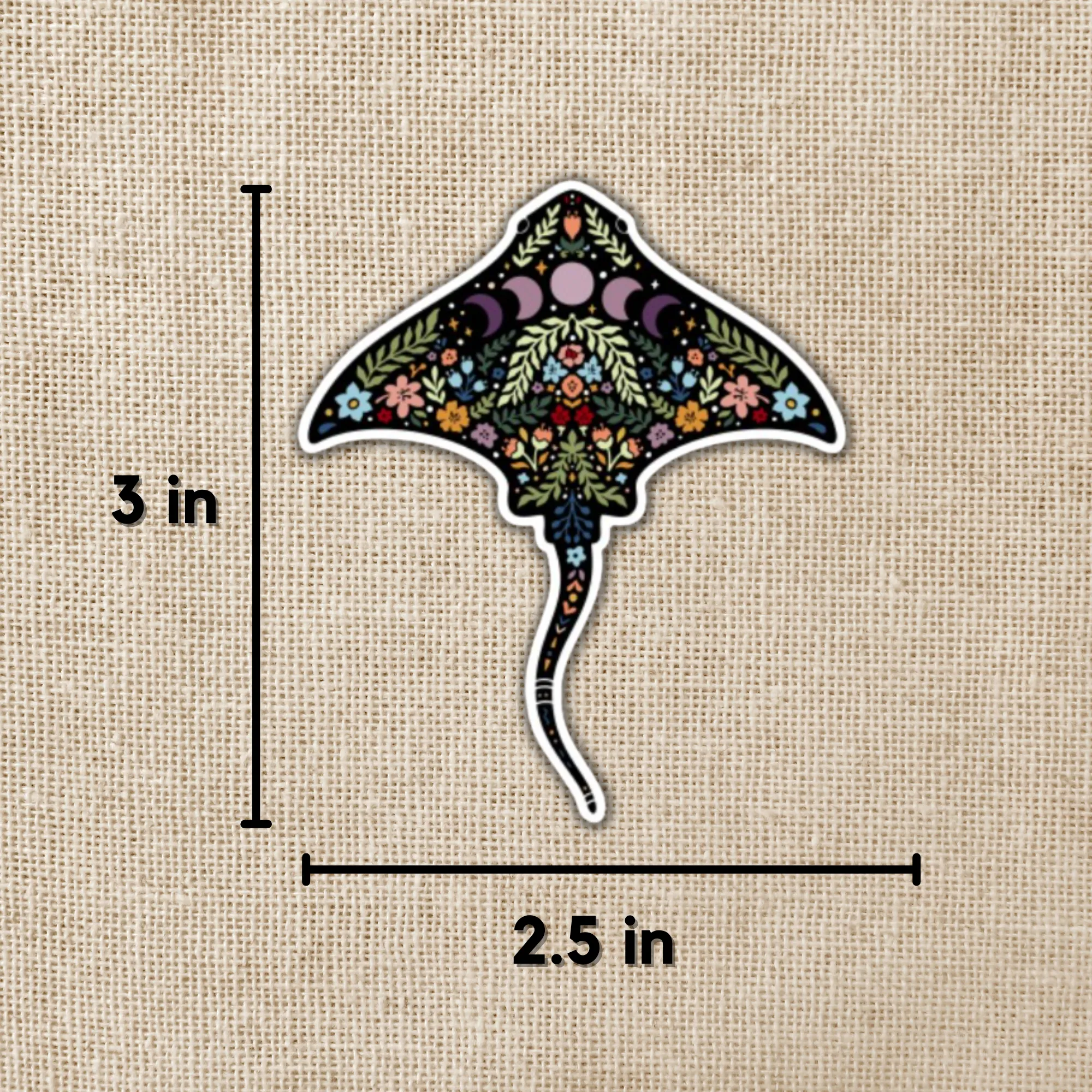 Magical Boho Manta Ray Sticker, 3-inch