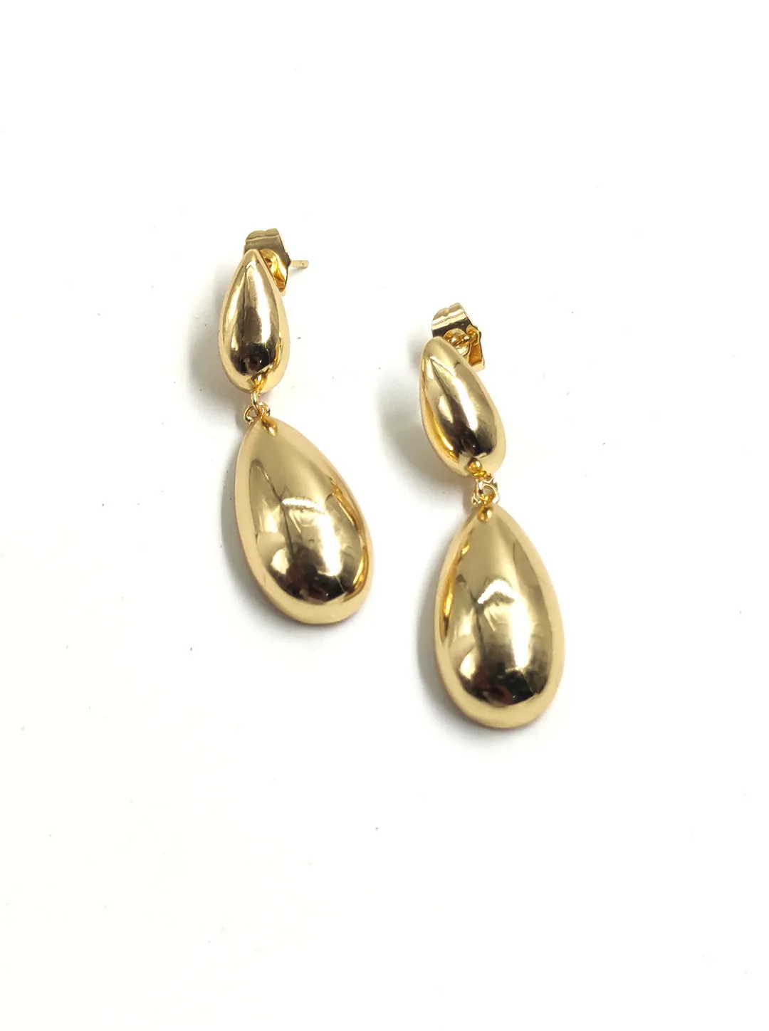 Ornaio Double Glam Drop 18K Gold Plated Anti-Tarnish Earrings