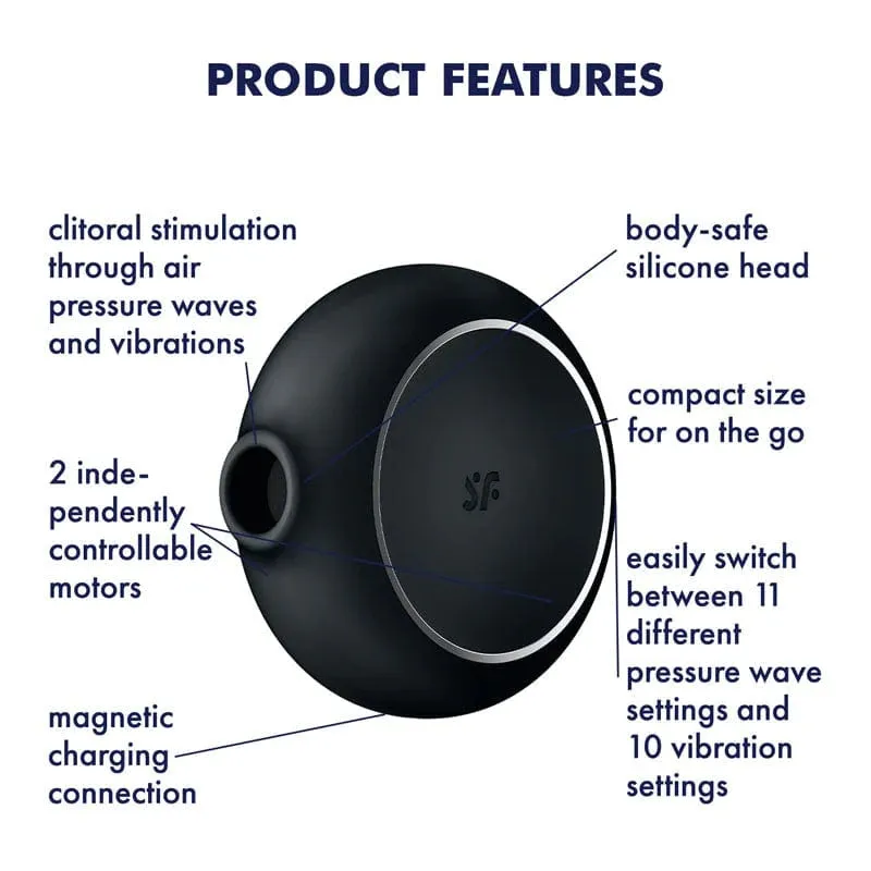 SATISFYER Pro To Go 3: Air Pulse Stimulator   Vibrator - Black