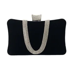 Velvet Rhinestone Clutch Bag